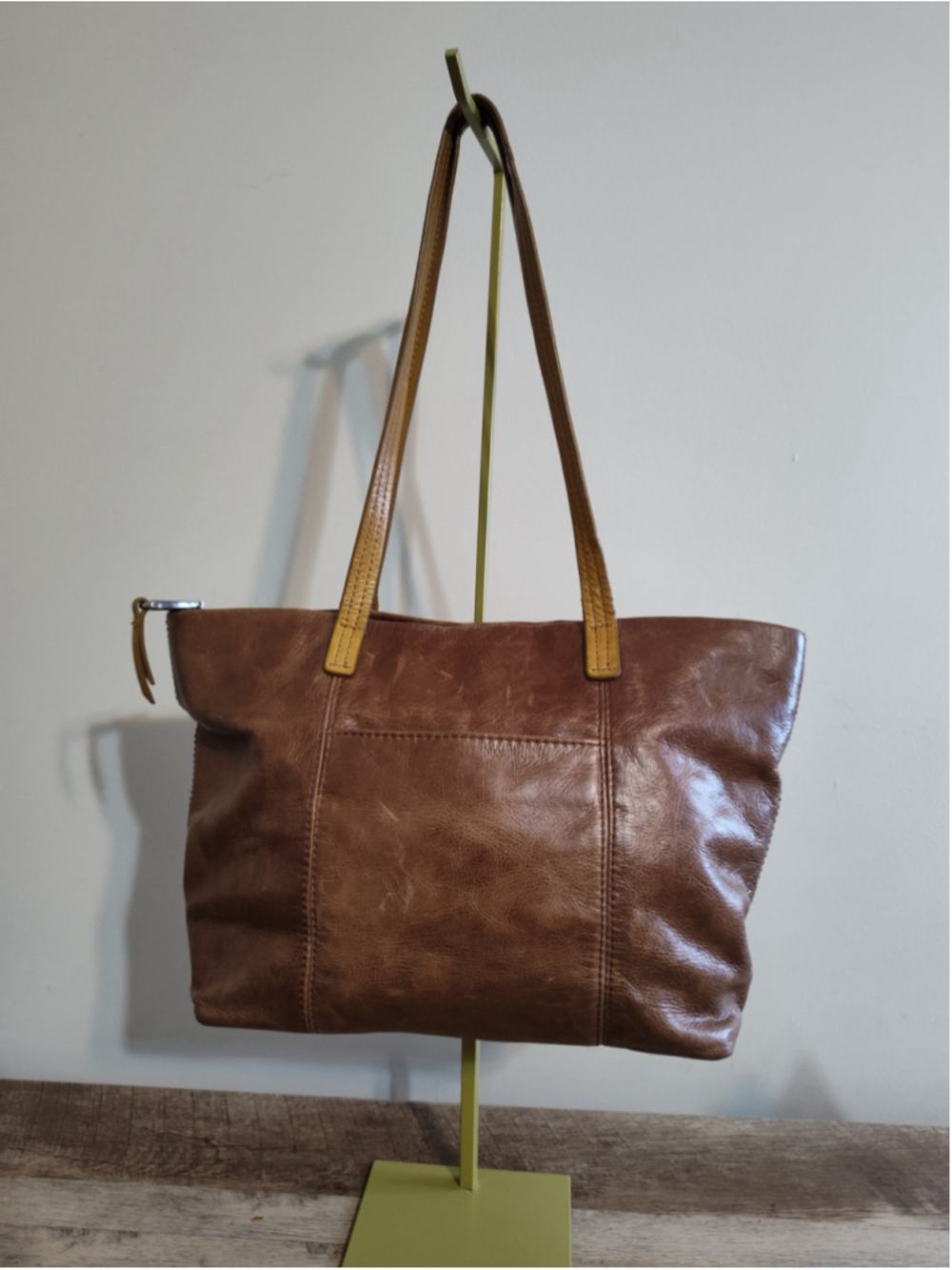 Women's Hobo Leather Tote Bag One Size Brown Tan